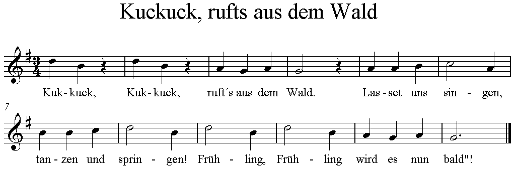 Noten für Eb-Saxofon, Kuckuck rufts aus dem Walf, G-Dur